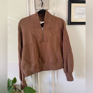 Varley Davidson Brown Zip-Up Sweatshirt